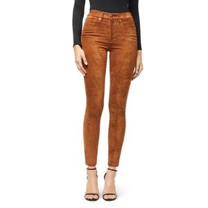 Good American Good Waist Faux Suede Pants in Tobacco